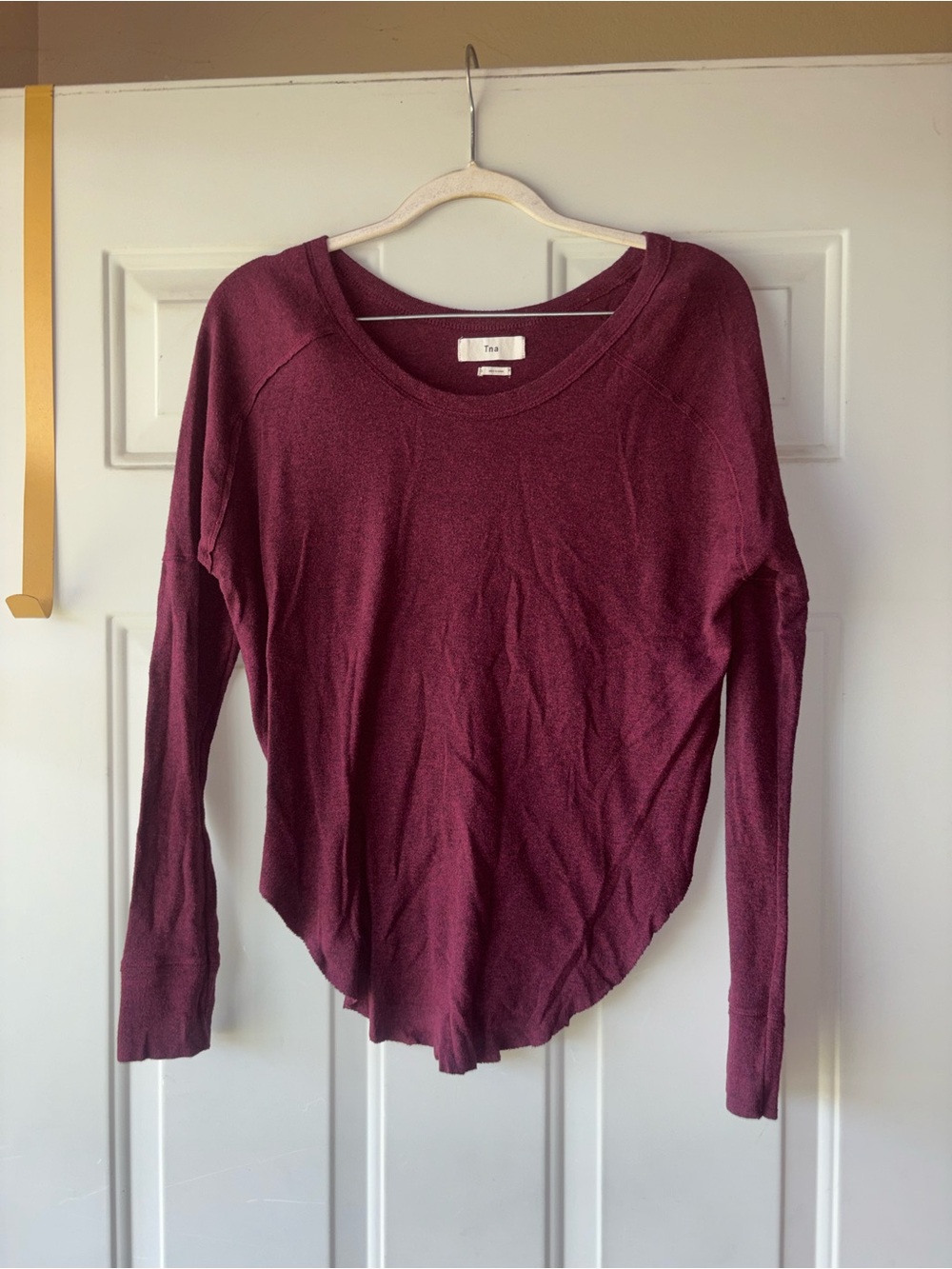 TNA Aritzia burgundy long sleeve top size L